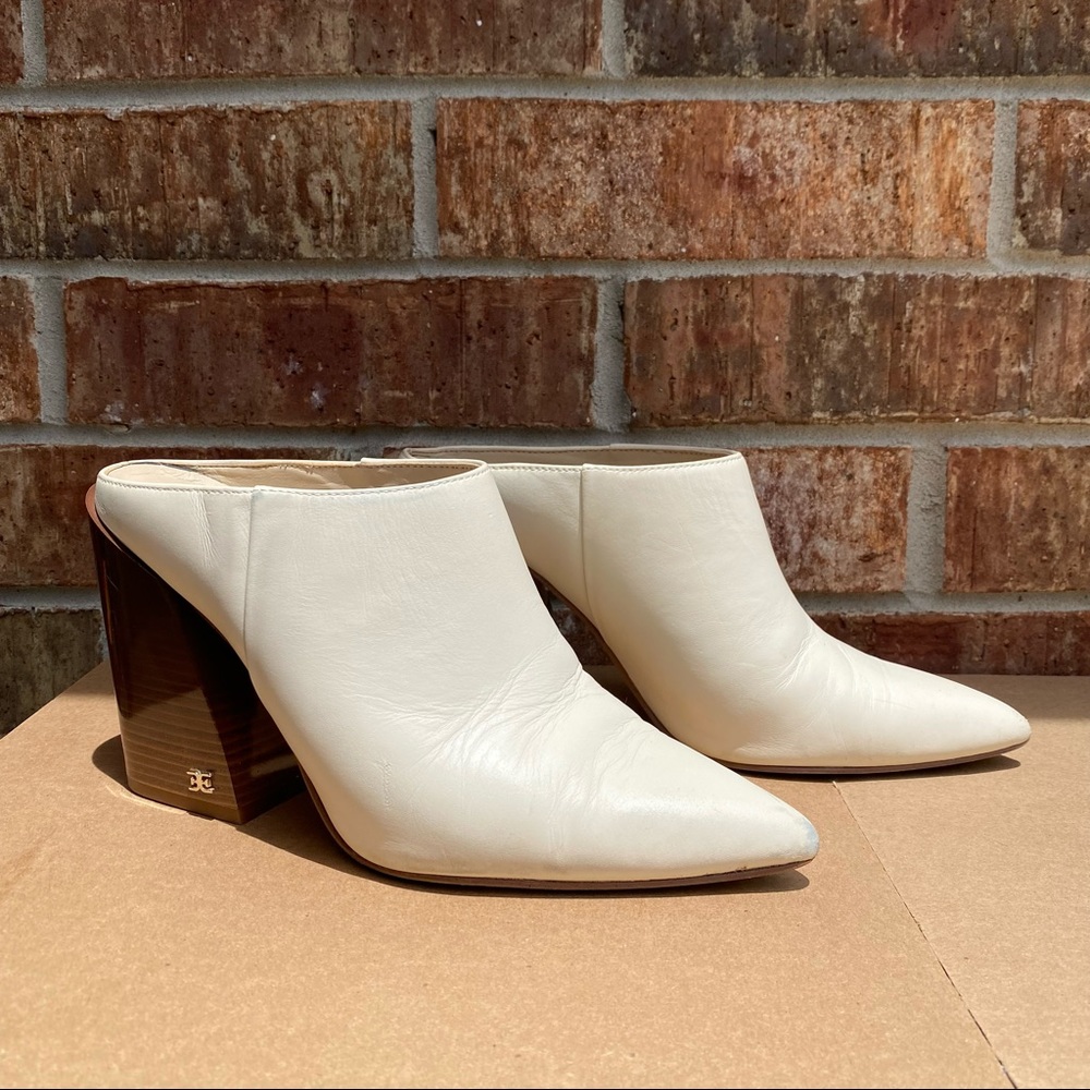 Sam Edelman White Leather Mules